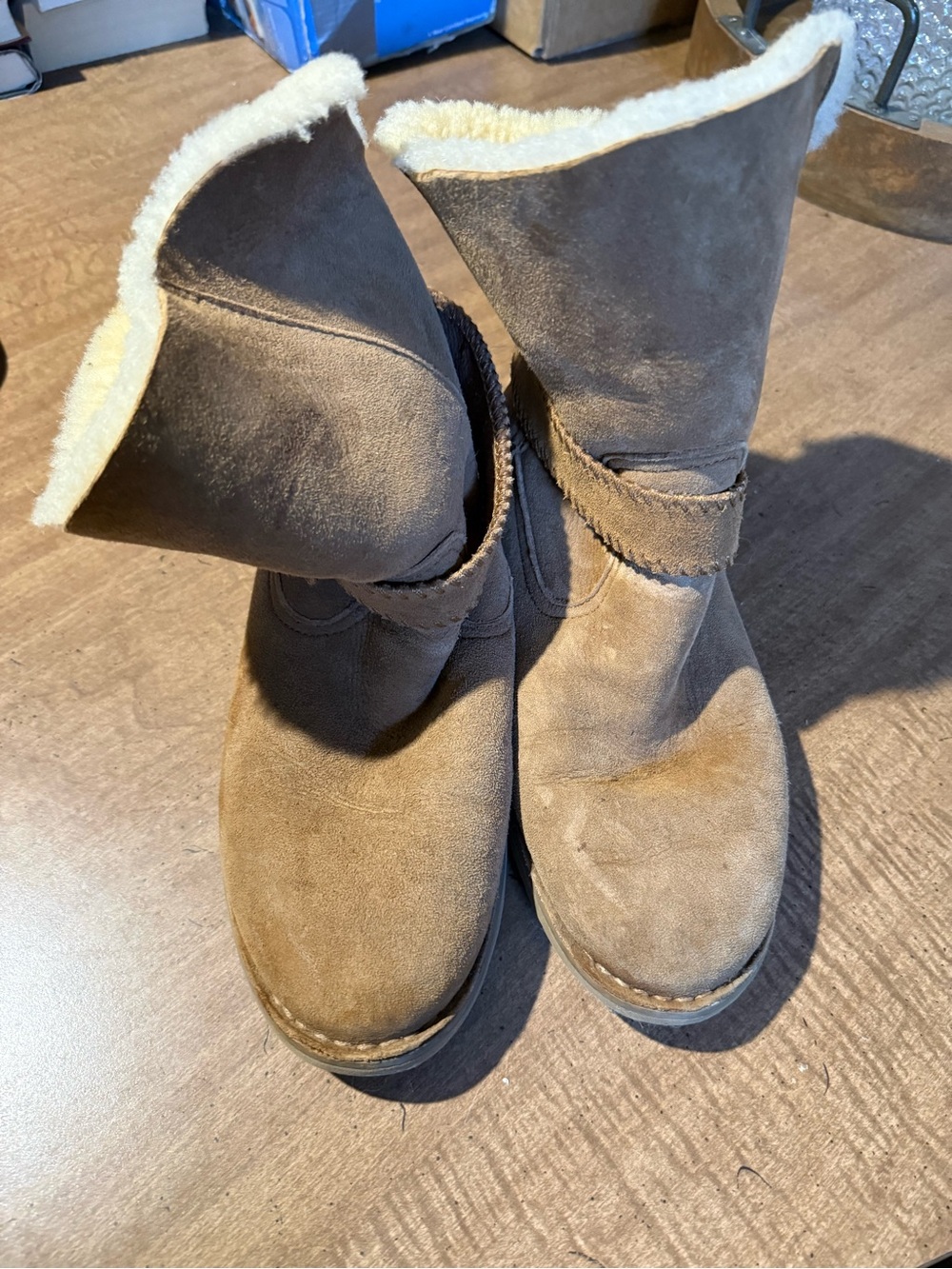 UGG Chestnut Suede Shearling-Lined Ankle Boots